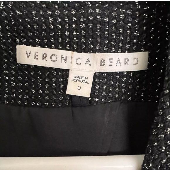 Veronica Beard Frisco Tweed Dickey Blazer Jacket Black Metallic Women Size 0 - Picture 6 of 10